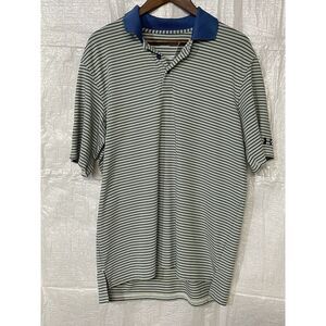 Under Armour Golf Polo Shirt‎ Striped Performance Athletic Blue Green Size M